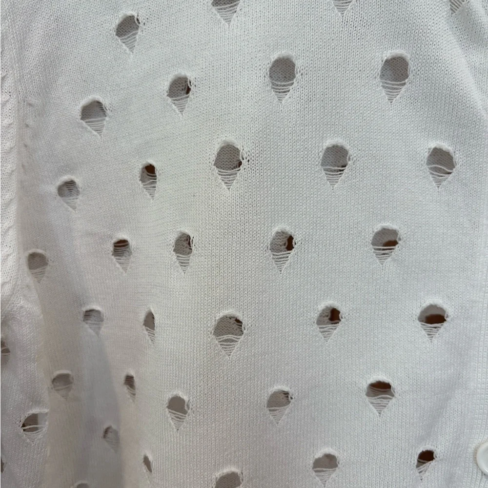 Sandro White Open-Knit Button Cardigan - Picture 4 of 5